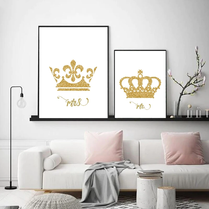 Постер с надписью King and Queen на холсте Мистер и миссис | Дом сад