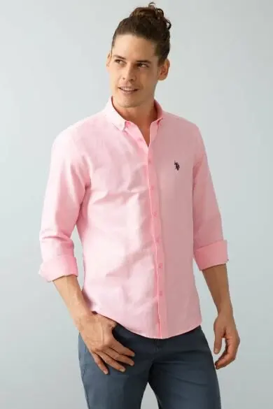 U.S. POLO ASSN. Men's Woven Gomlek - Цвет: Light Pink