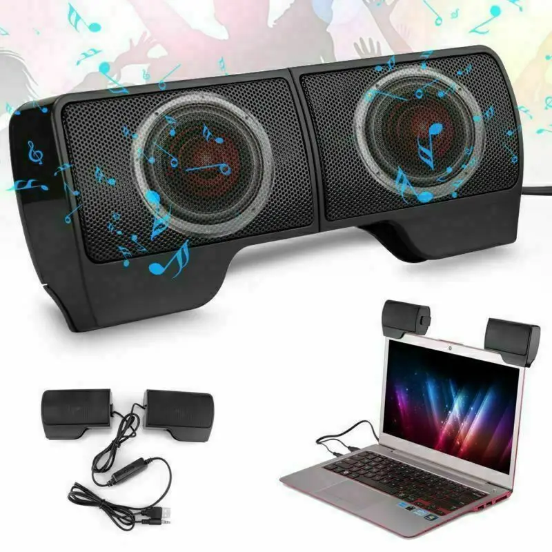 

Mini Portable Clipon USB Stereo Speakers line Controller Soundbar for Laptop Mp3 Phone Music Player PC with Clip