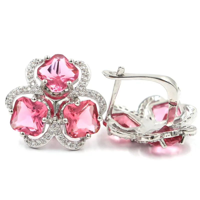 20x17 мм Потрясающие розовые турмалиновые белые CZ Подарочные женские серебряные