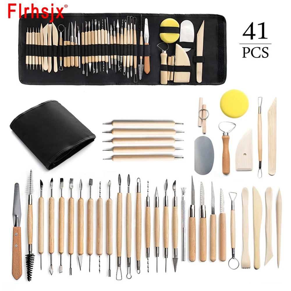 

41pcs/set Polymer Clay Silicone Tools Clay Sculpting Tool Kit Smoothing Wax Carving Pottery for Ceramic Shapers Modeling Carved