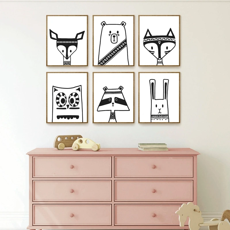 Постеры и принты родовых лесных животных для мальчиков декор детской комнаты