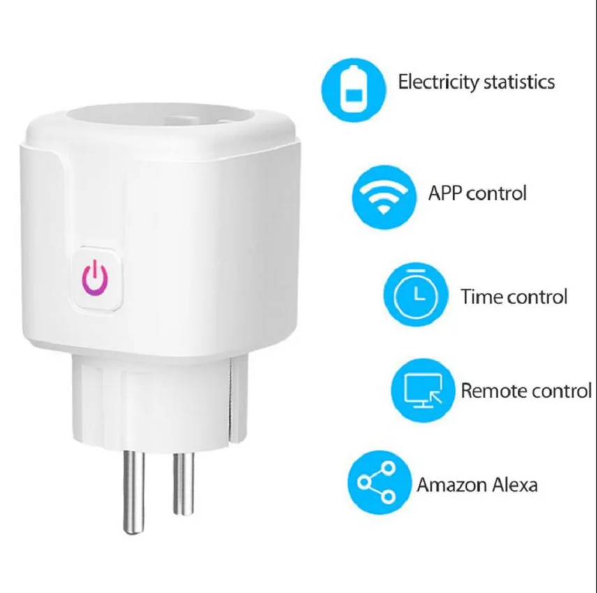 Умная розетка Tuya Wi-Fi 16 А с функцией контроля мощности беспроводное приложение