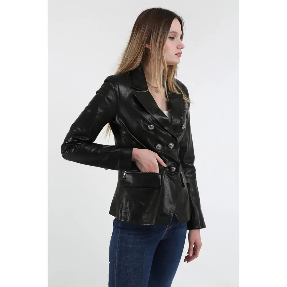 Genuine Leather Women's Black Coat Leather Jacket Luxury Genuine Lambskin Back Jacket Coat Female Jacket Casual woman