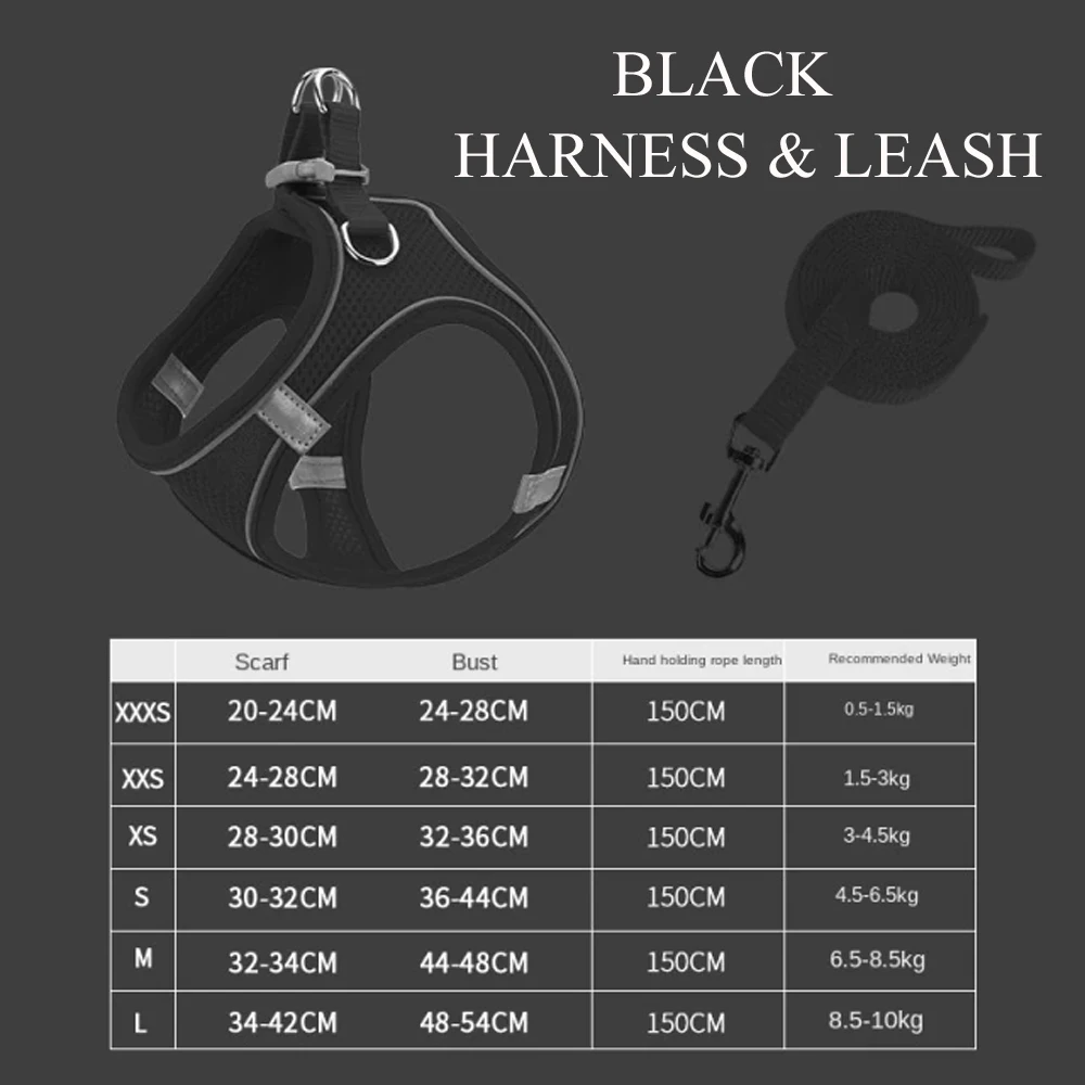 

Quick Release Pet Harness Vest Leash Reflective In The Night Dog Chest Vest Harness Adjustable Outdoor Use Multi-Color Dog Leash
