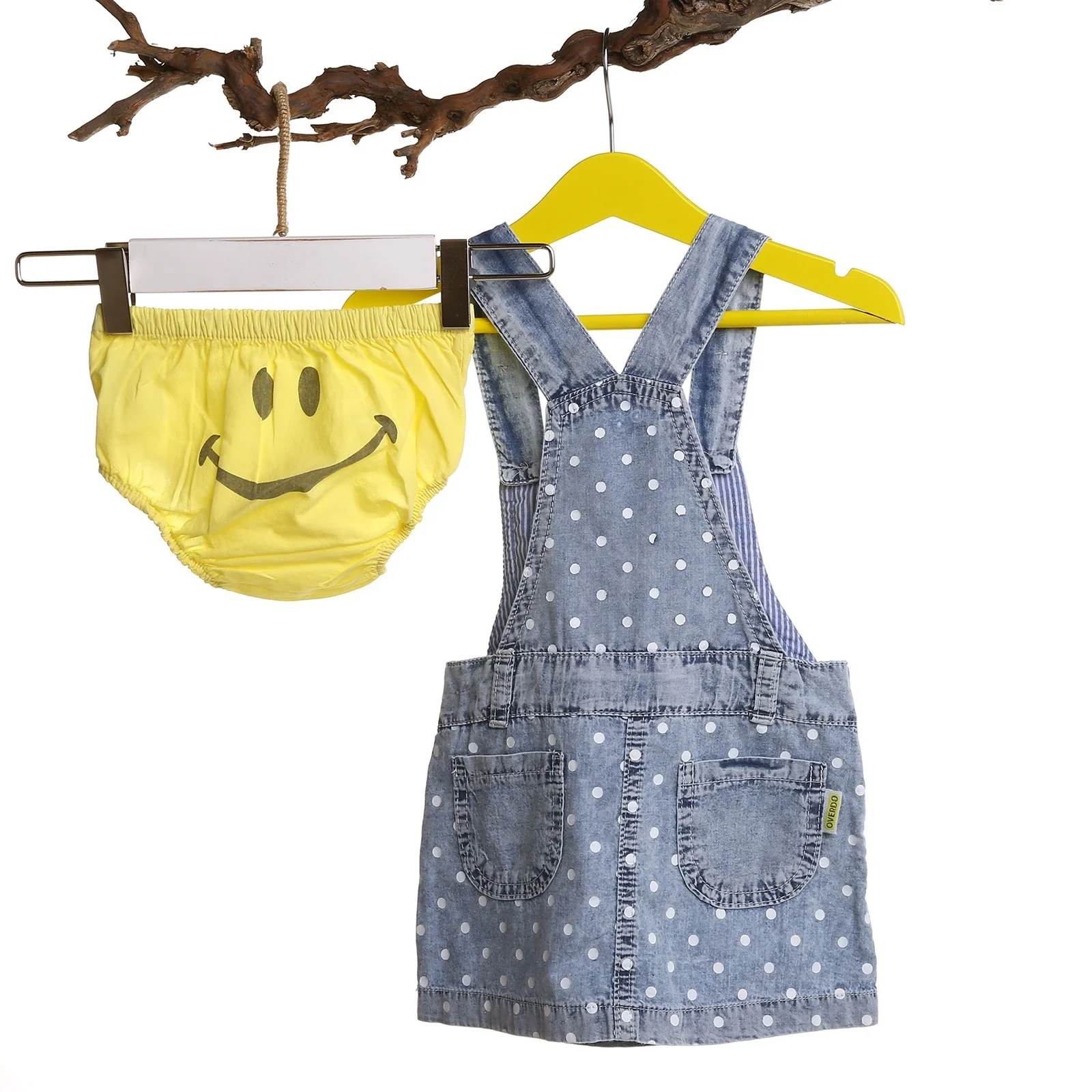 Джинсовое платье комбинезон со смайликом для маленьких девочек ebek Overdo| |