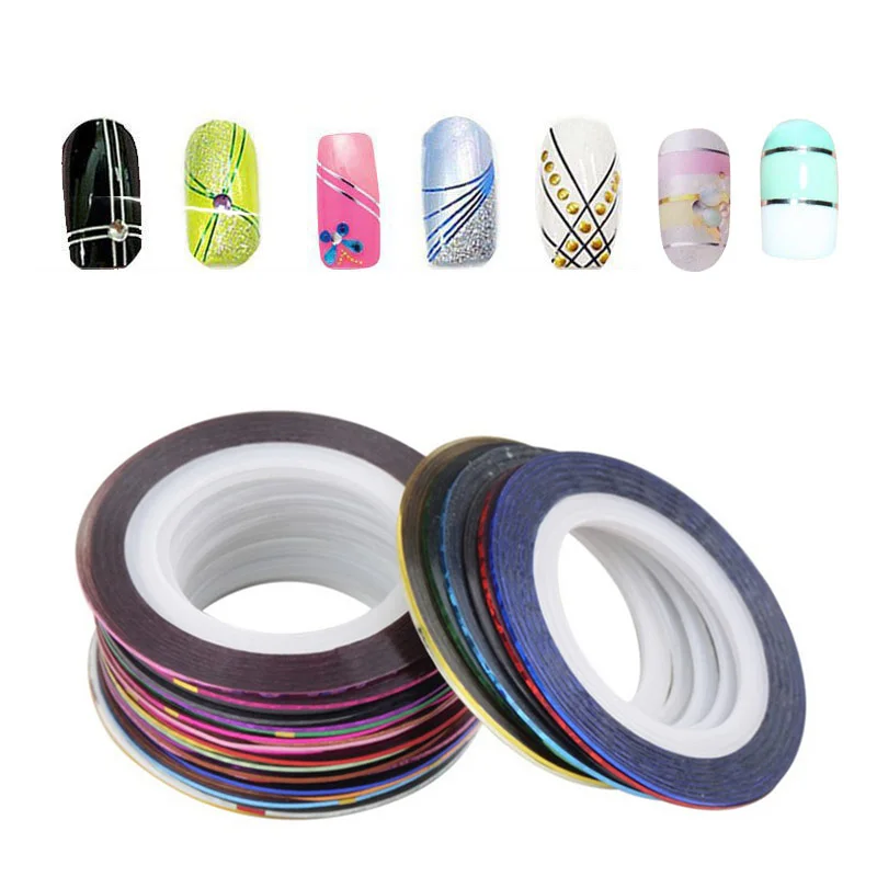 20/30 шт. Наклейки для ногтей линии разноцветные золотые и серебряные украшения