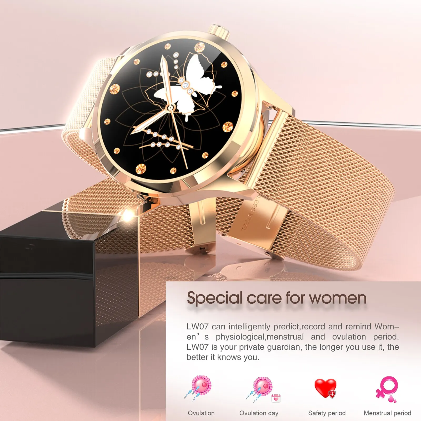 

LW07 Woman Smart Watch 1.09-Inch TFT Screen BT5.0 Waterproof Sleep/Heart Rate/Blood Pressure Call Reminder Android iOS