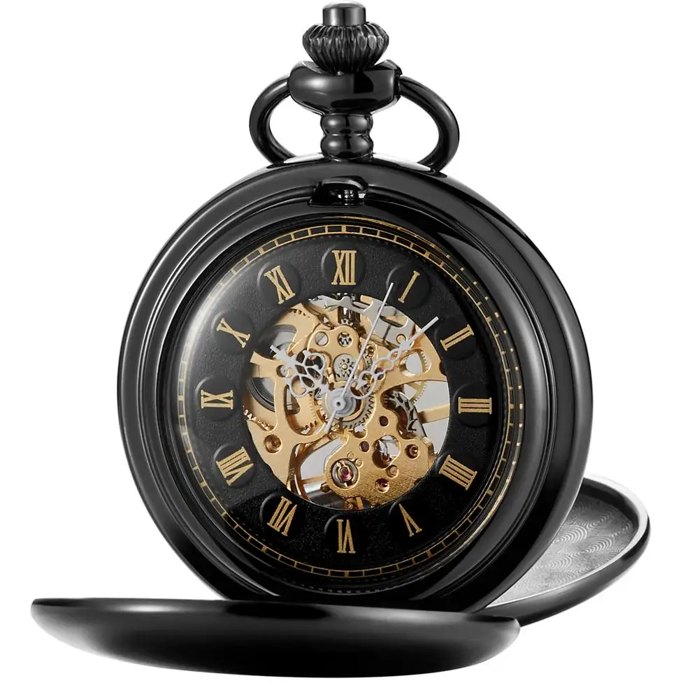 Часы карманные механические с гладкой поверхностью и цепочкой от AliExpress WW