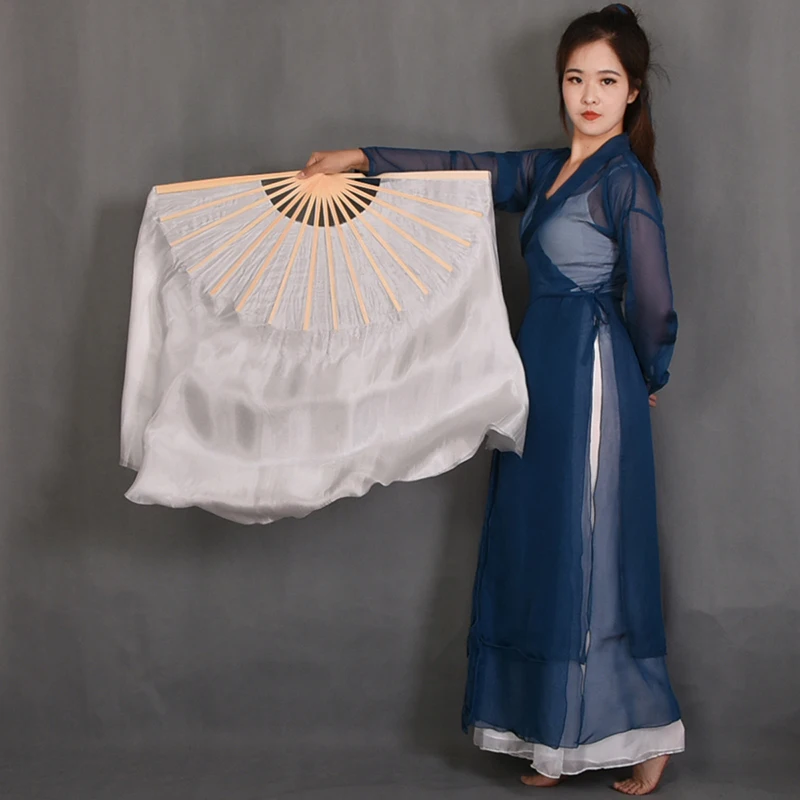 Однотонный белый танцевальный веер двусторонняя модель Китай Fengliang Zhu