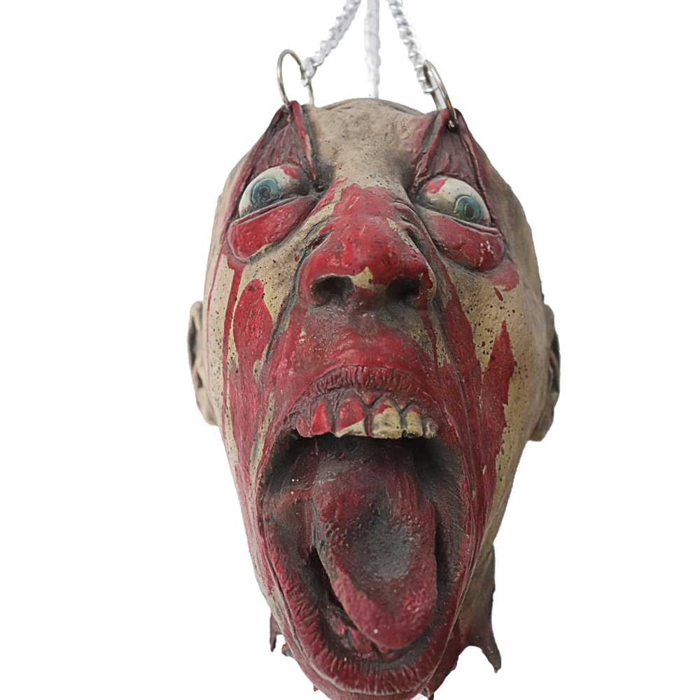 

2021 new products Hanging Bloody Dead Man Halloween Props/ Evil Head Latex Horror Haunted Scary Room Decoration