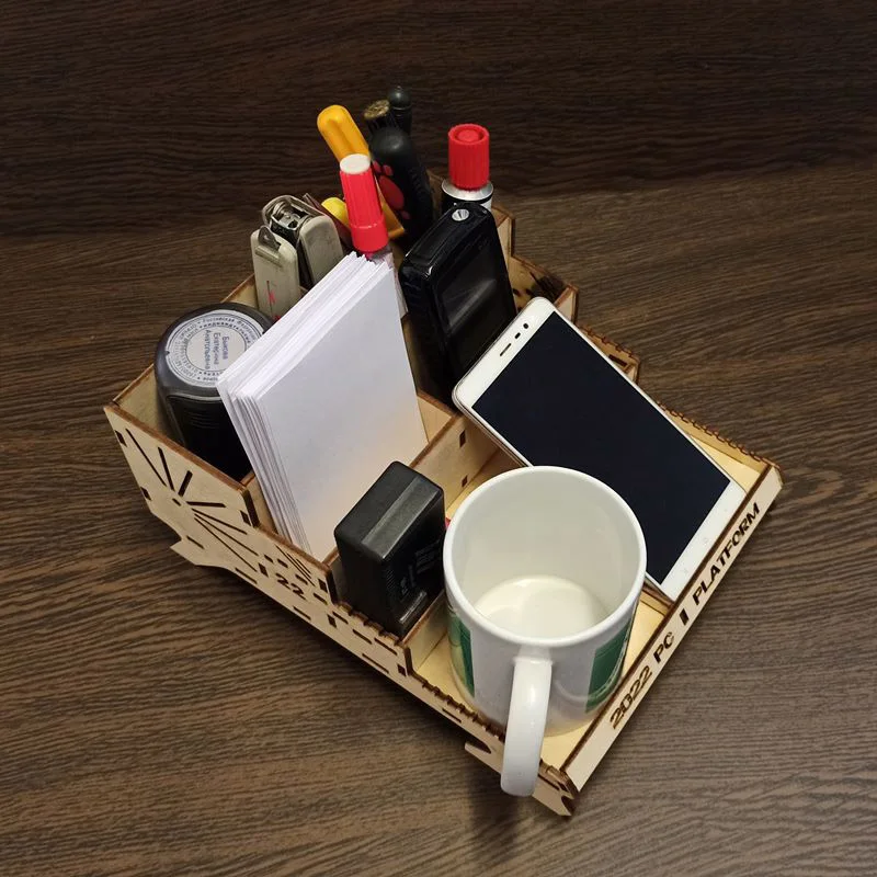 Полка органайзер для системного блока ПК офиса дома канцелярии дерево-фанера 7