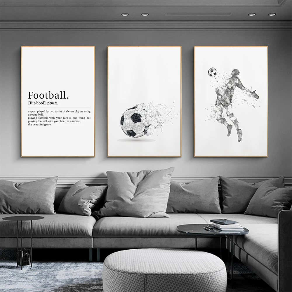 

Set of 3 Football Poster Abstract Gift Canvas Painting Minimalist Art Print Nordic Living Room Wall Picture Teenager Room Decor