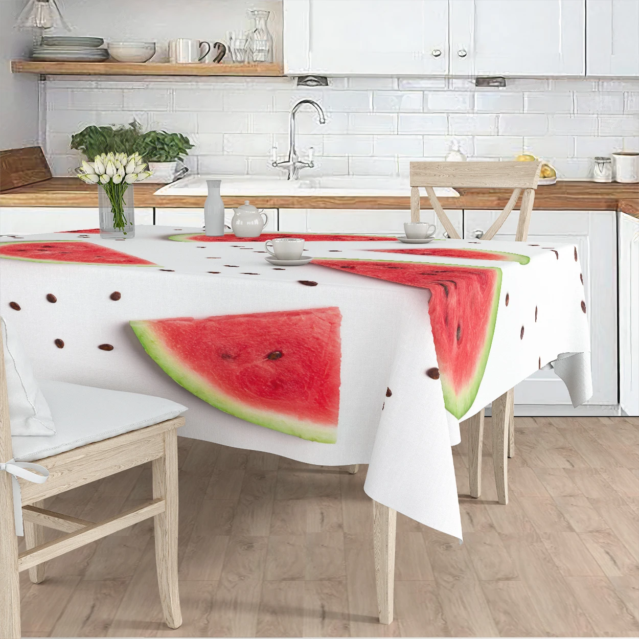 

tablecloth living room kitchen white color watermelon fruit patterned micro fabric cover runner pattern Free Shipping