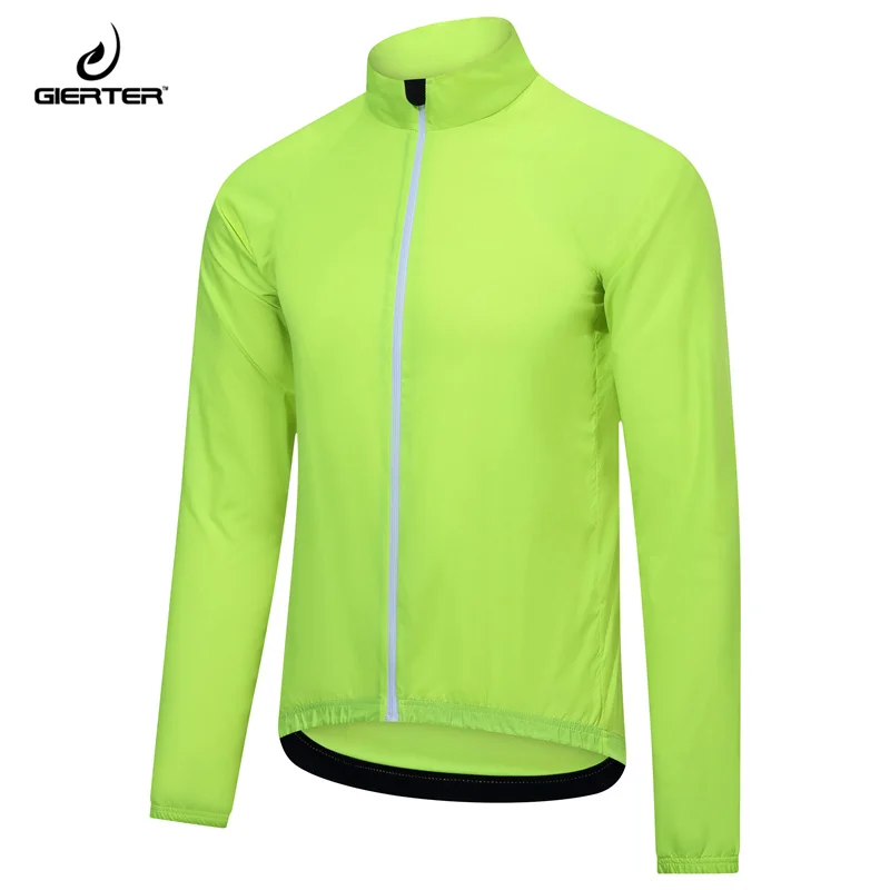 

GIERTER Reflective Long Sleeve Cycling Jackets Men's High Collar MTB Bike Windbreaker YKK Zipper 3 Rear Pockets Bicycle Clothing