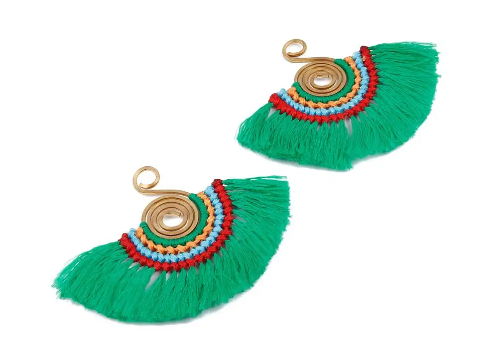 

Fan Tassel Earring Charms with Brass - Tassel earring pendant - Fan Earrings Accessories - 2Pcs/Lot - 81x69.19x3.34mm - TS1110