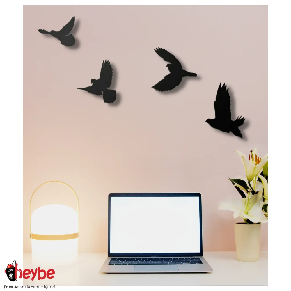 Деревянный Настенный декор и искусство птицы Летающие на ветке украшение для