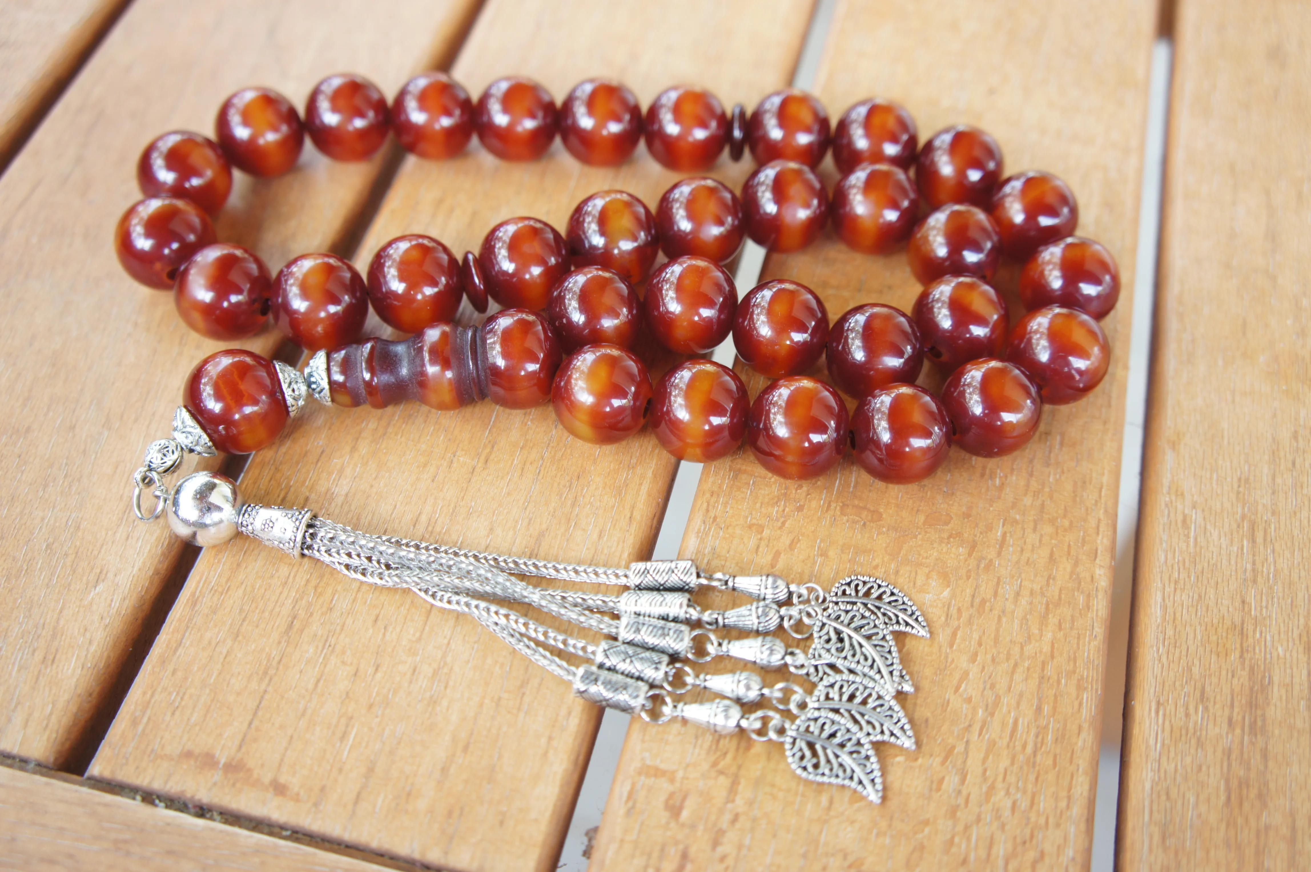 Tasbih Ottoman Faturan German Cherry Amber Sandalous Misbaha Rosary Free Shipping #37A