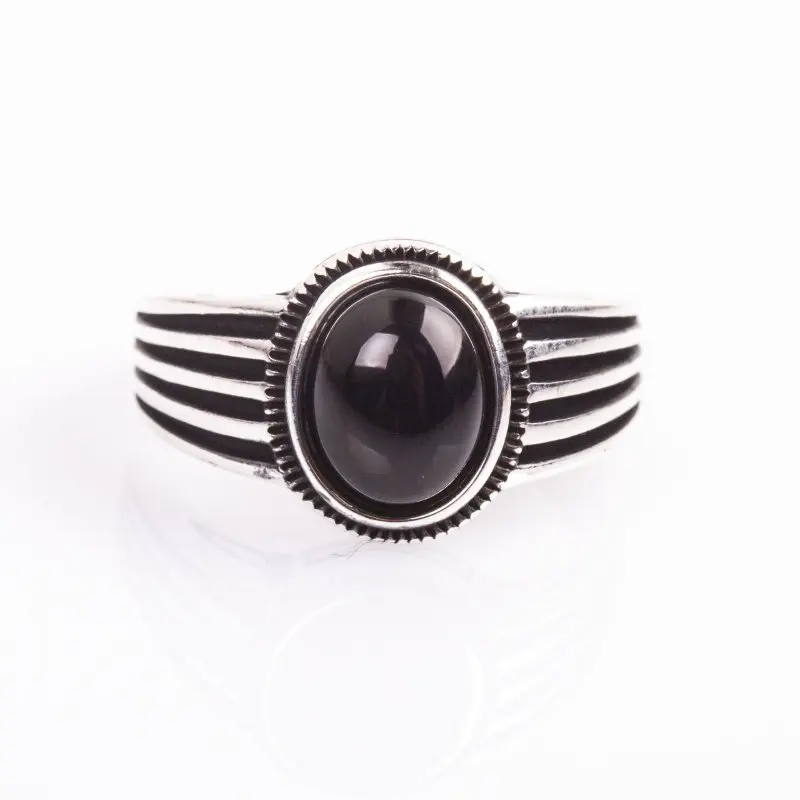 

925 Sterling Black Onyx Stone Silver Ring Fashion Turkish Premium Quality Handmade Jawelery
