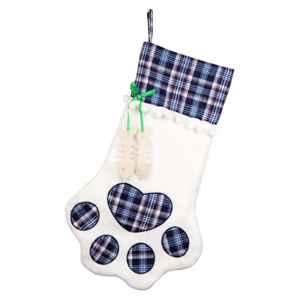 Blue Pet Stocking OurWarm 24th 31th Дата Рождество Войлок Адвент календарь Подарочный пакет лапа домашнее животное висячий чулок рождественские украшения орнамент год - Цвет: Blue Pet Stocking