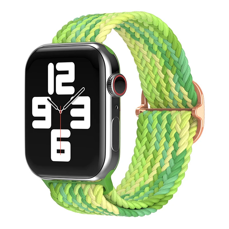 

Braided Nylon Solo Loop Strap for Apple Watch Band 38 40 41 42 44 45 iwatch Series 7 Se 6 5 4 3 Elastic Stretchable Belt.