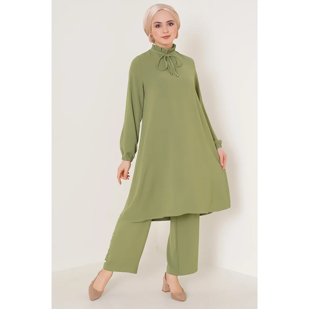 Frilly Collar Tied Hijab Double Suit 2022 Season Trend Fashion abaya muslim dress women kaftan open abaya long dress african dre