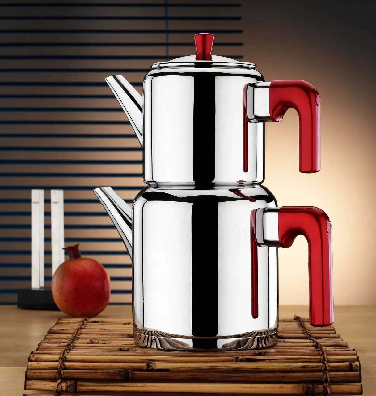 

Aryıldız Roma Rose Steel Teapot-Teapot Tank: 1,1 lt. Teapot Bowl: 2.3 lt - Suitable for All Cooker Types