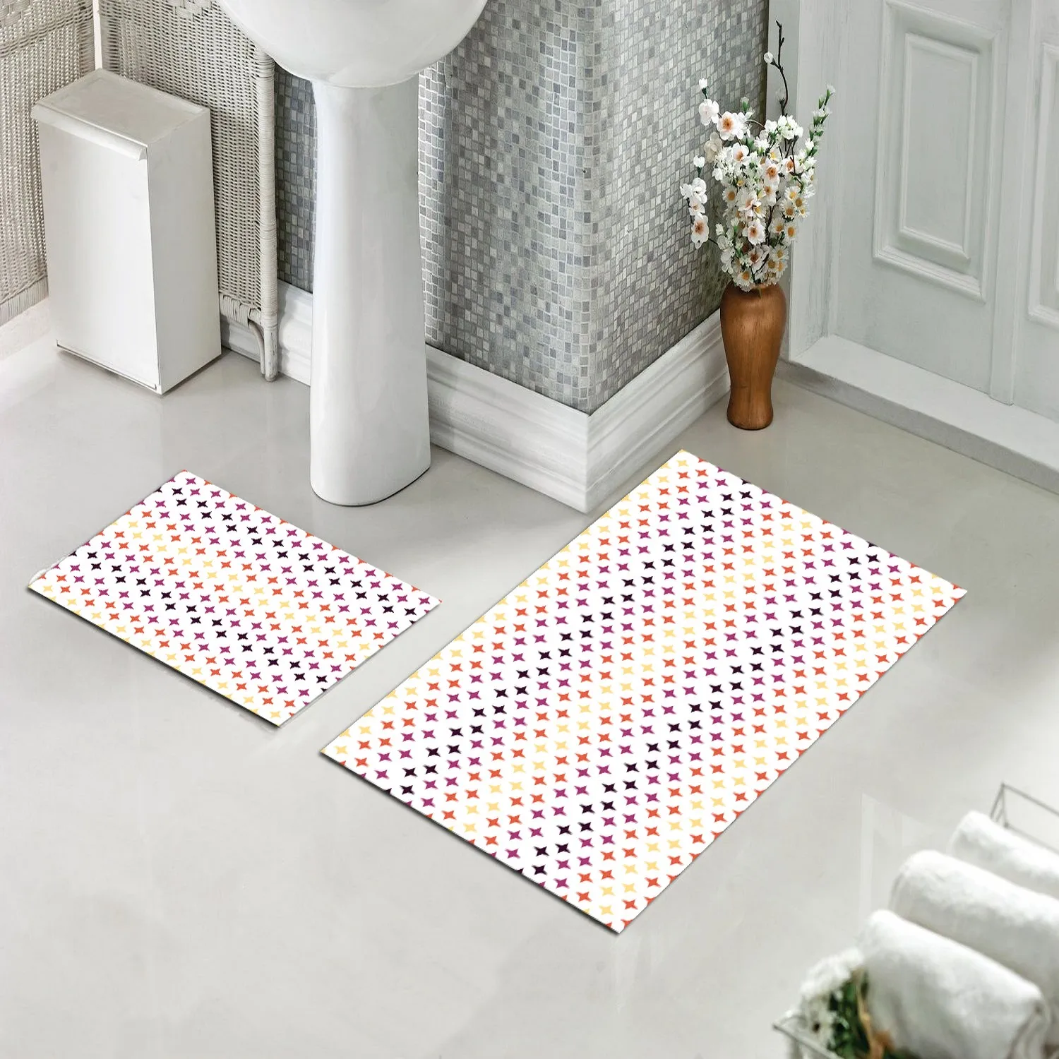 

Soft Bath Mat,Little Star Pattern Matte, Washable,Silky Textured Absorbent Mat anti-Slip Floor Luxury Matt, Made In Turkey
