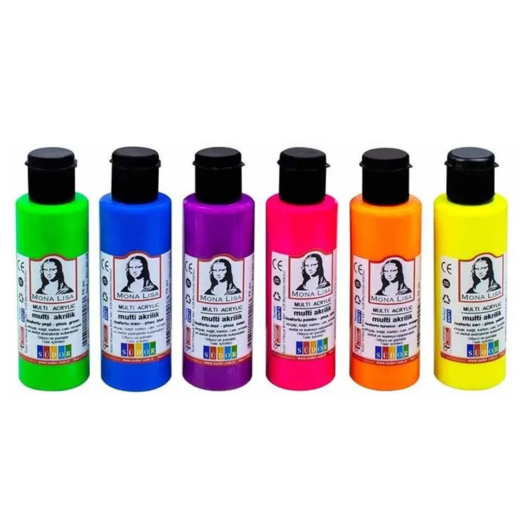 Südor Monalisa Multi Acrylic Paint, 6 x 70 Ml, 6 Neon Fluorescent Colour / Set, Pigment for Artists Ceramic Stone Wall, All