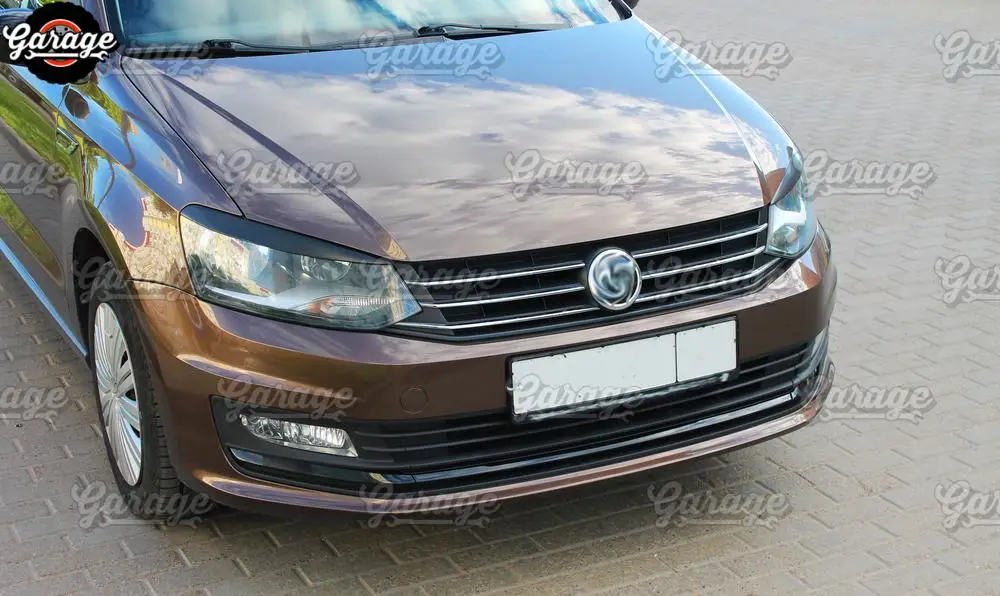 Чехол для передних фар Volkswagen Polo Sedan 2015-2019 пластиковые накладки из АБС-пластика на