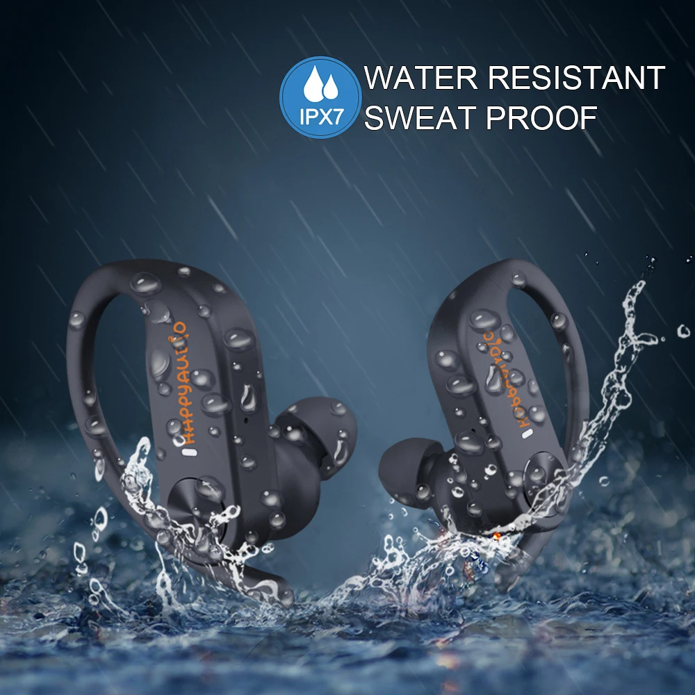 HAPPYAUDIO S1 Earbud TWS Headphones Bluetooth 5.0 Ear Hooks Sports Wireless Headset With Mic Volume Control IPX7 Water Resistant |
