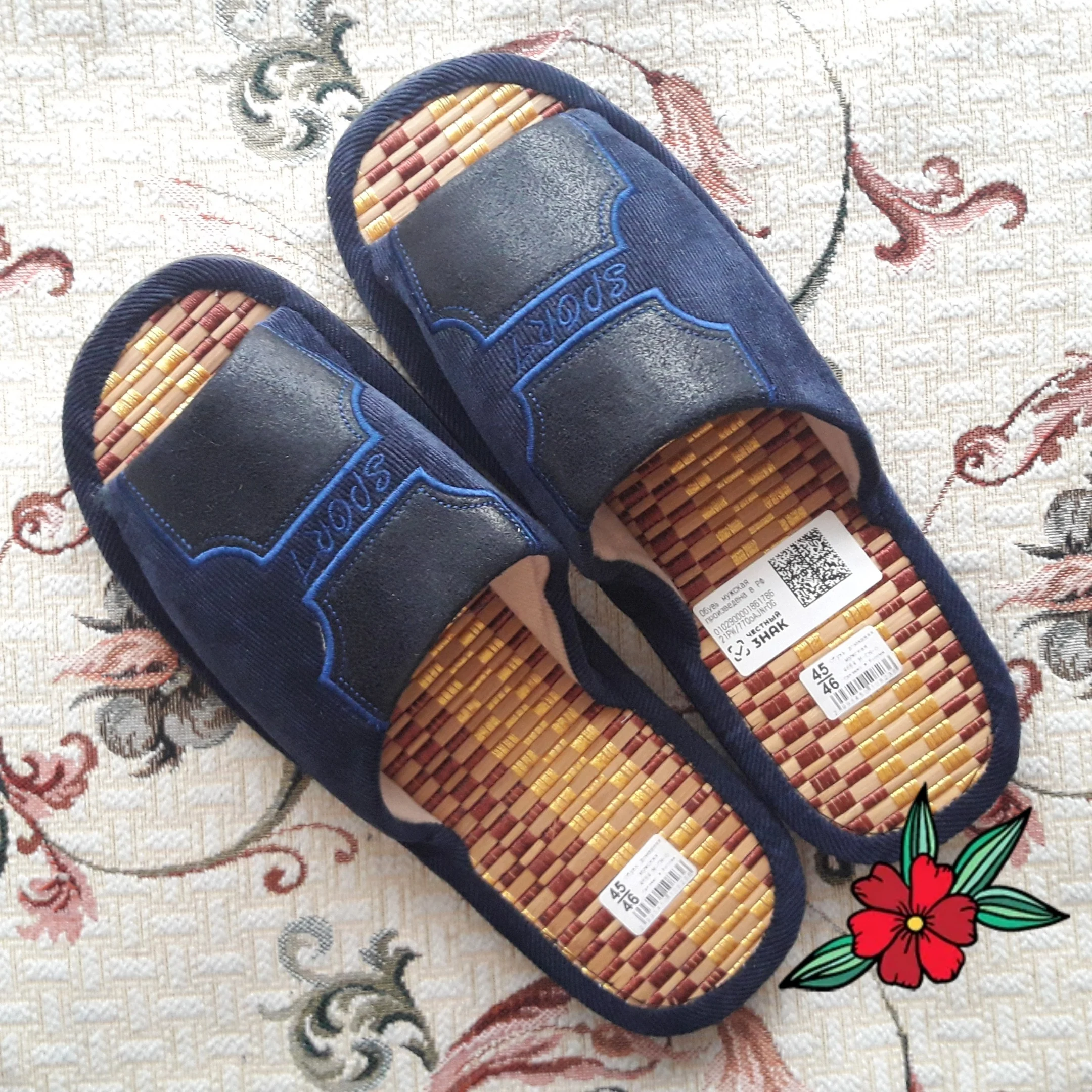 Тапочки мужские N.Anruby.Q Бамбук открытые домашние с деревянной стелькой | Обувь