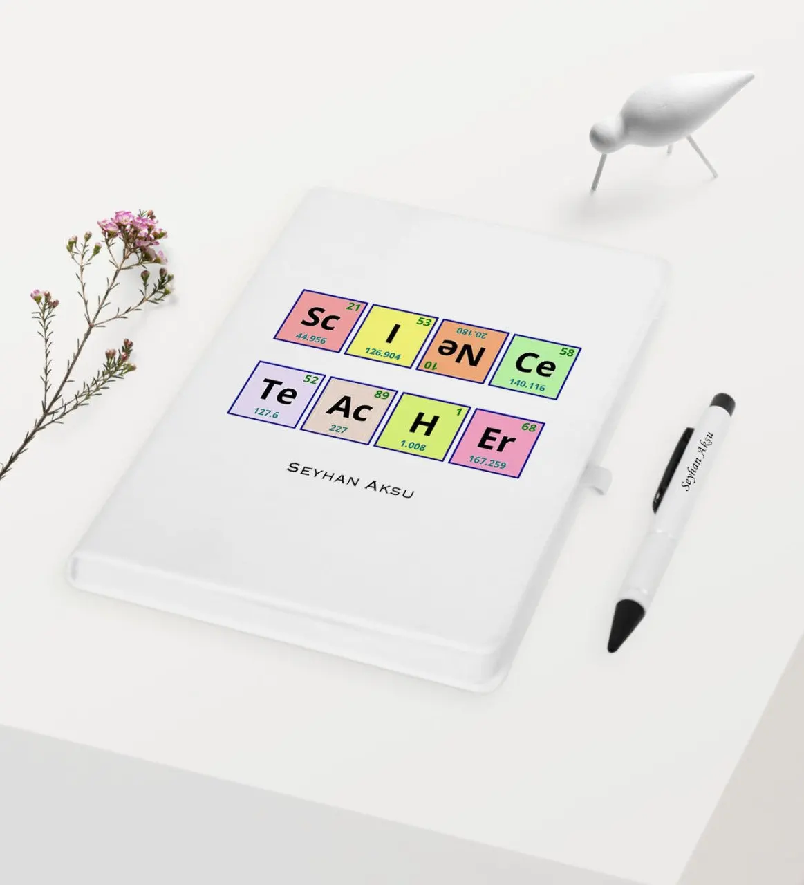 Персонализированная белая ручка для записной книжки Science Teacher подарочный набор