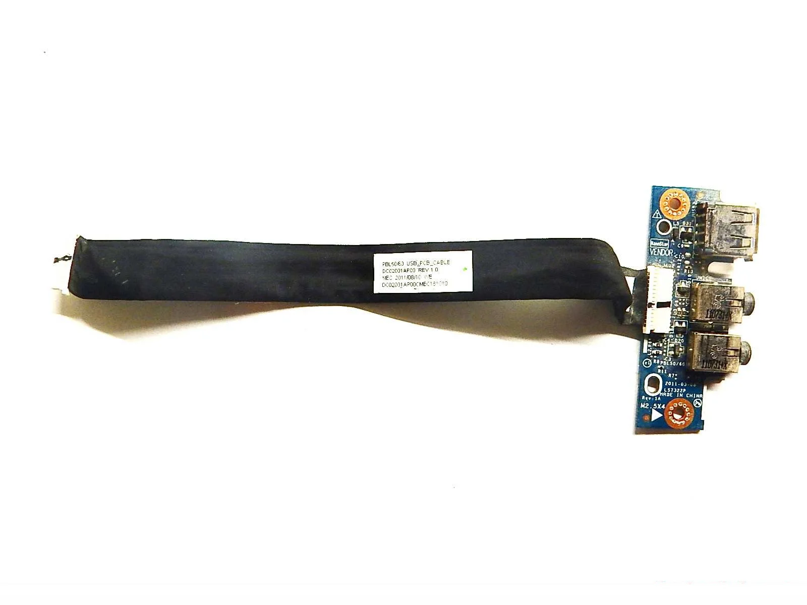 Плата AUDIO и USB с шлейфом LS7322P Rev: 1A PBL50/60 USB_PCB_CABLE DC02001AP00 REV: 1.0 Asus X53U K53U K53T K53Z (б/у) - купить