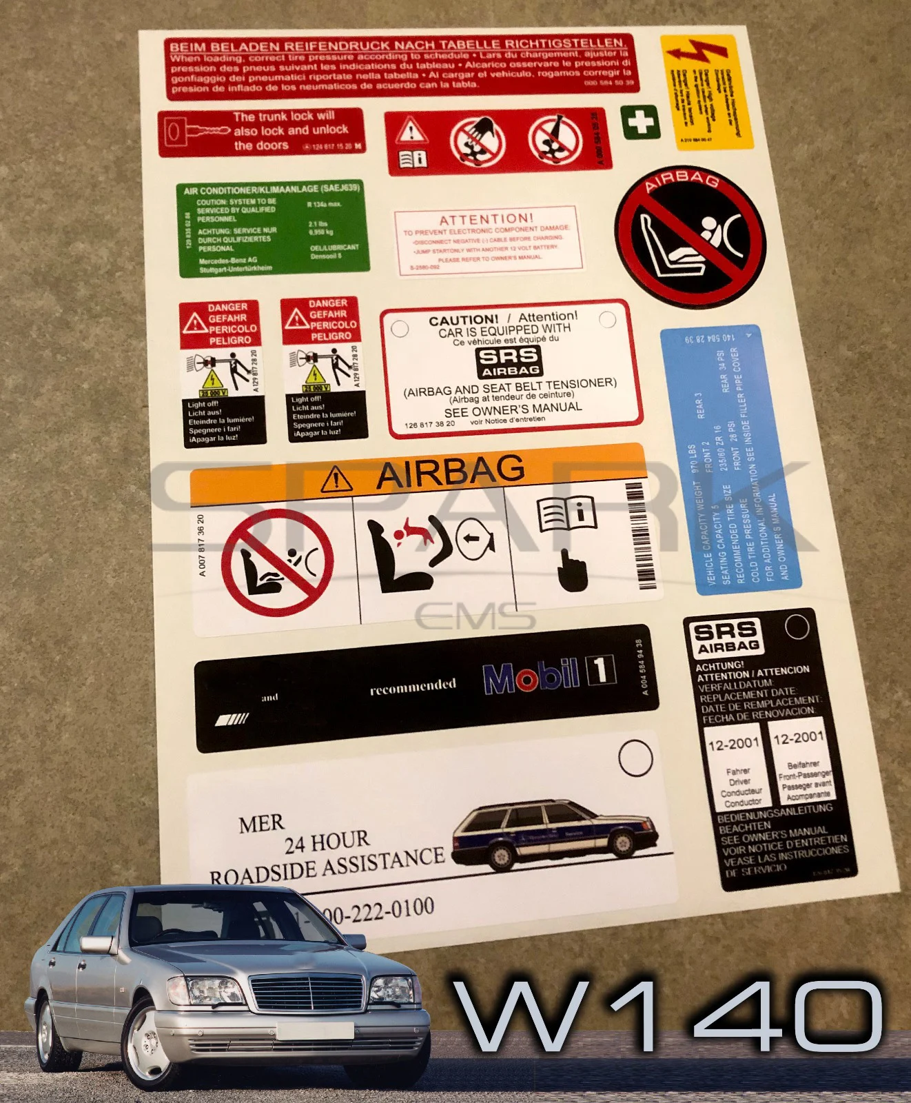 Наклейка W140 наклейка этикетка звездная Эмблема для s320 s500 s600 s300td s350td s300d набор