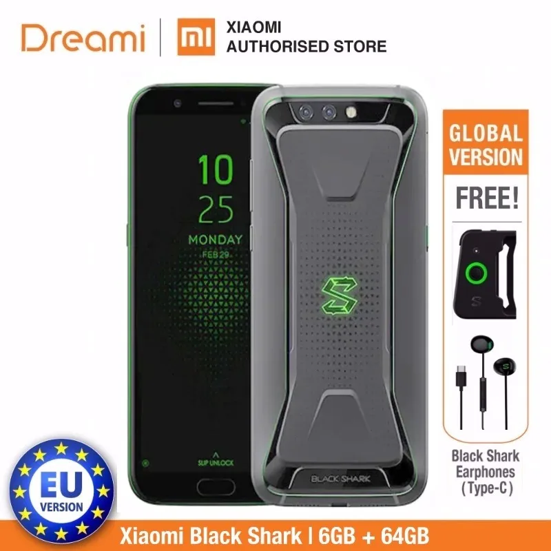 Глобальная версия Xiaomi Black Shark 64 Гб ПЗУ 6 ГБ ОЗУ(официальная ПЗУ) Blackshark - Цвет: Grey with Earphone