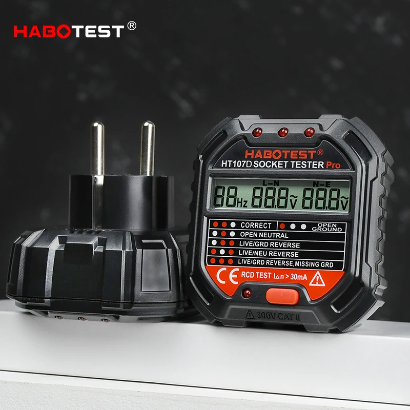 Тестер розеток HABOTEST PRO HT107 прибор для проверки полярности и фазы великобритании
