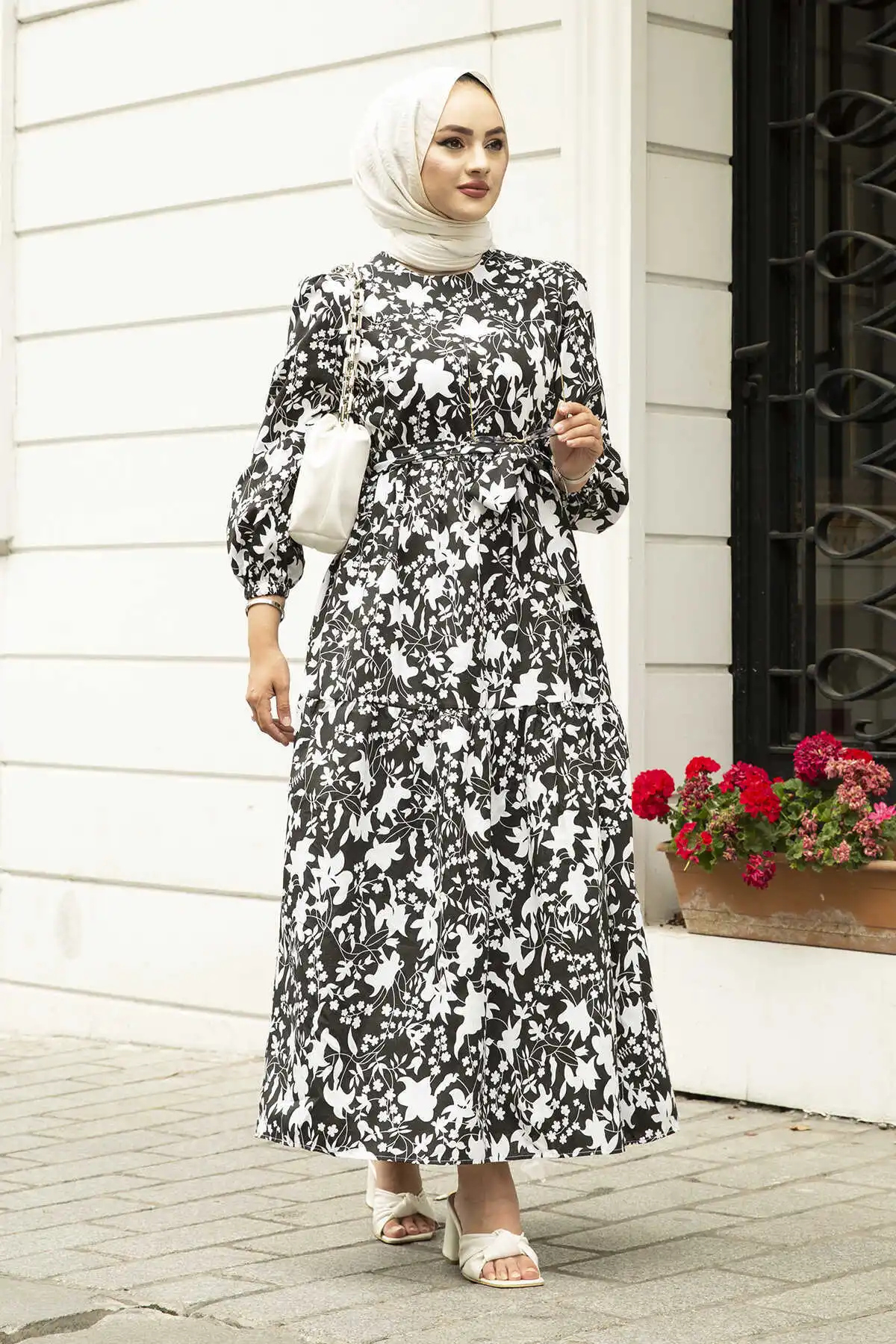 Waist Belted Skirt Frilly Hijab Turkey Dress For Women Gulf Abayas Modest Fashion Arabic Ramadan Clothes Moroccan Jilbab 2022