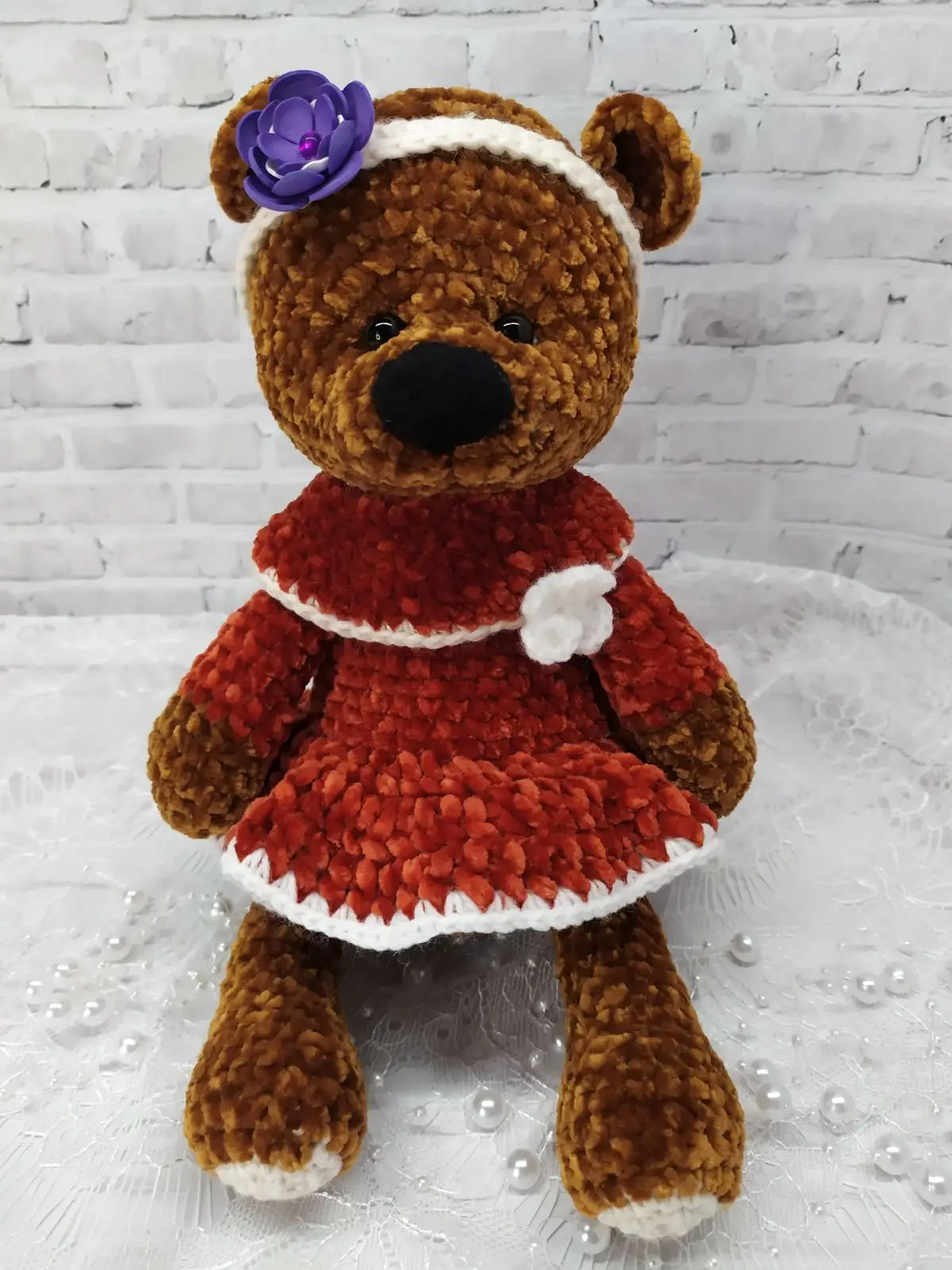 Вязаная игрушка.Подарок для девочки.Вязаная мишка.Амигуруми | Плюшевые животные