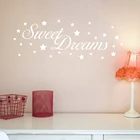 Большой Размеры Надписи слова сладкие сны виниловые наклейки на стену, сладких снов наклейки-цитаты на стену для Украшения в спальню