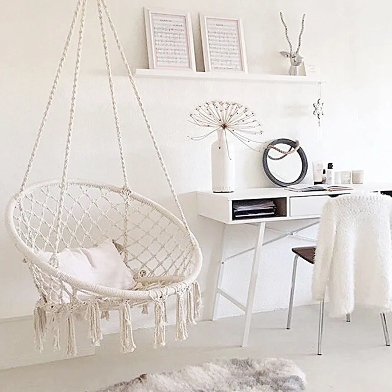 Хлопковый веревочный стул в скандинавском стиле качающийся 250 кг гамак для