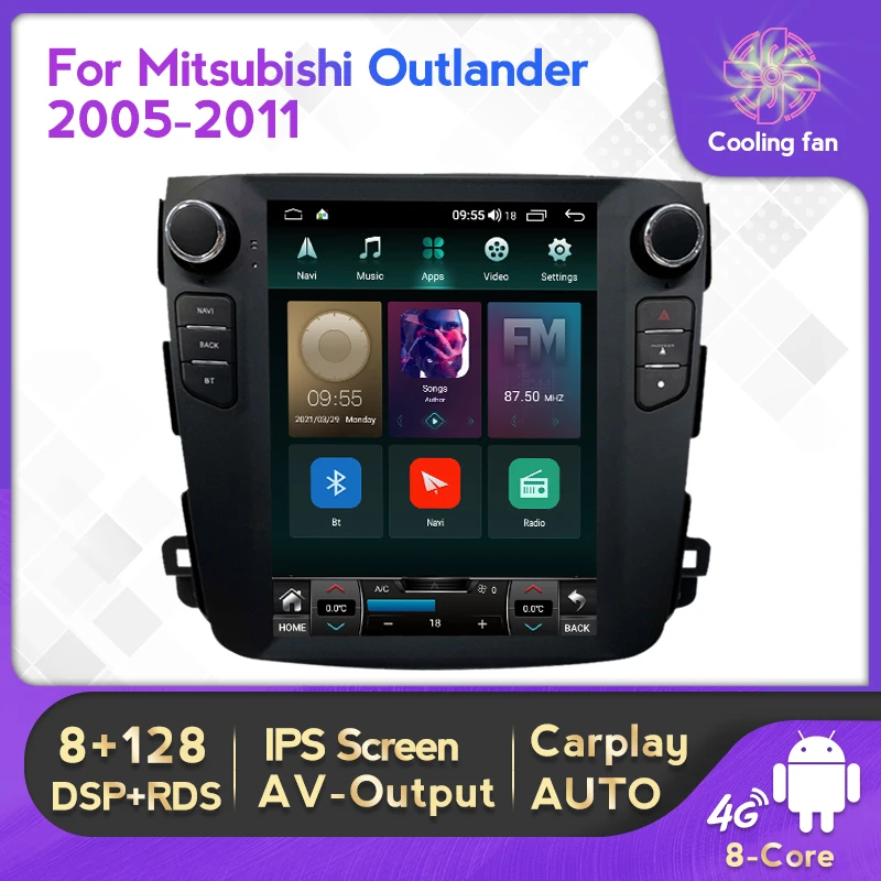 8G+128G Android 11 For Tesla Type Car Radio Mitsubishi Outlander xl 2 2005-2011 Multimedia Player GPS 2din Carplay Stereo BT |