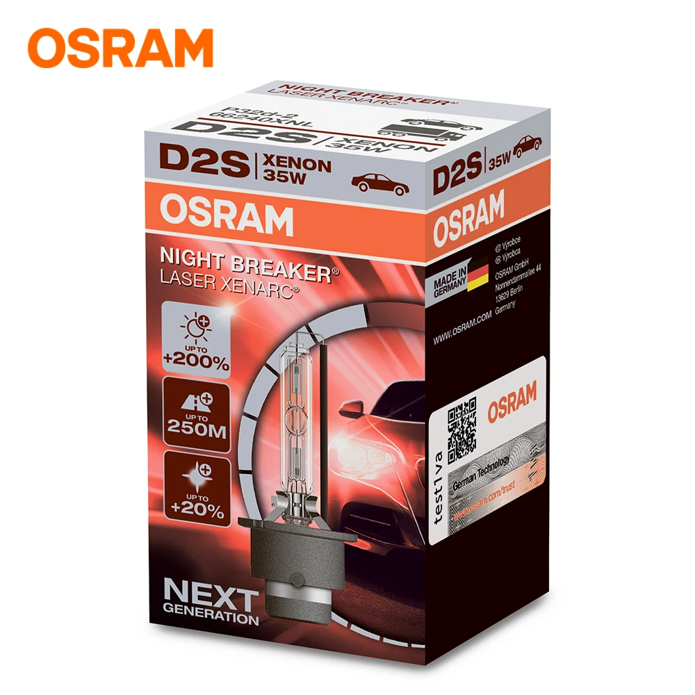 Автомобильные ксеноновые лампы Osram Xenarc Night Breaker Laser D2S (+200%) 66240XNL 66240XNL-HCB |
