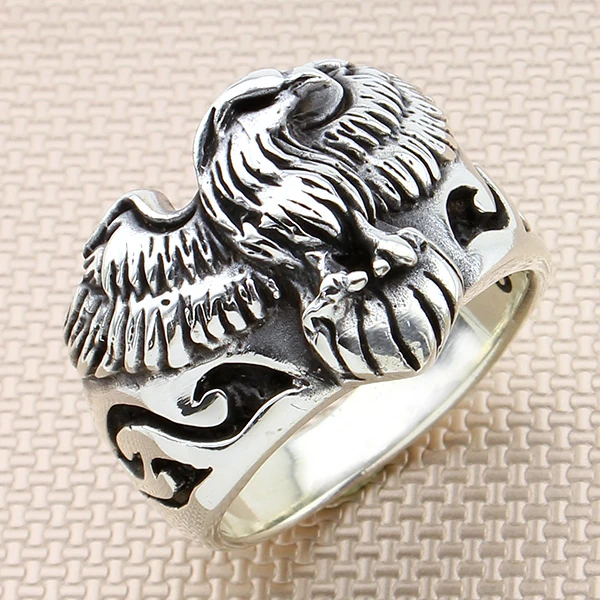 

Animal Eagle Pattern Men's Sterling Silver Ring Solid 925 Quality New Charming Impressive Excellent Special Luxury Extraordinary