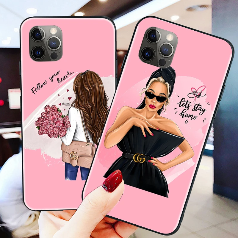 

Fashion Beautiful Girl Pattern Phone Case For iPhone 6 6S 7 8 Plus X XS XS Max XR 11 11 Pro 12 12 Pro Max SE 2020 Capa Soft