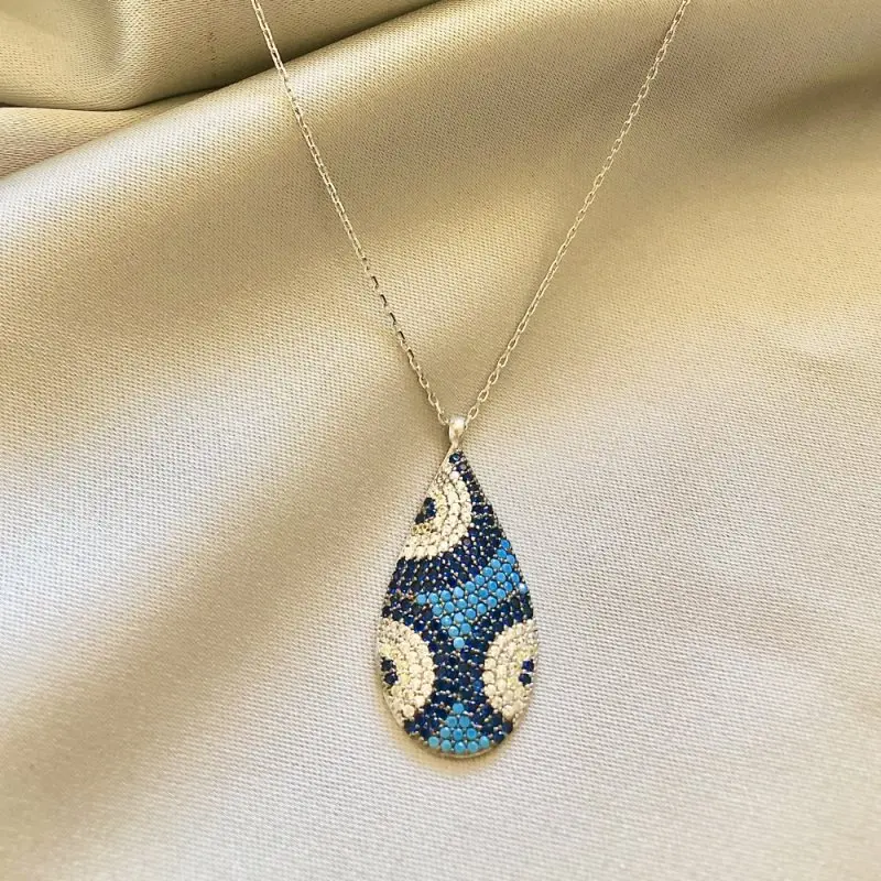 

Evil Eye Beatful 925 Sterling Silver Necklace Women Girls Gift Jewelry Accessories Fashion Handmade Elegant Chain