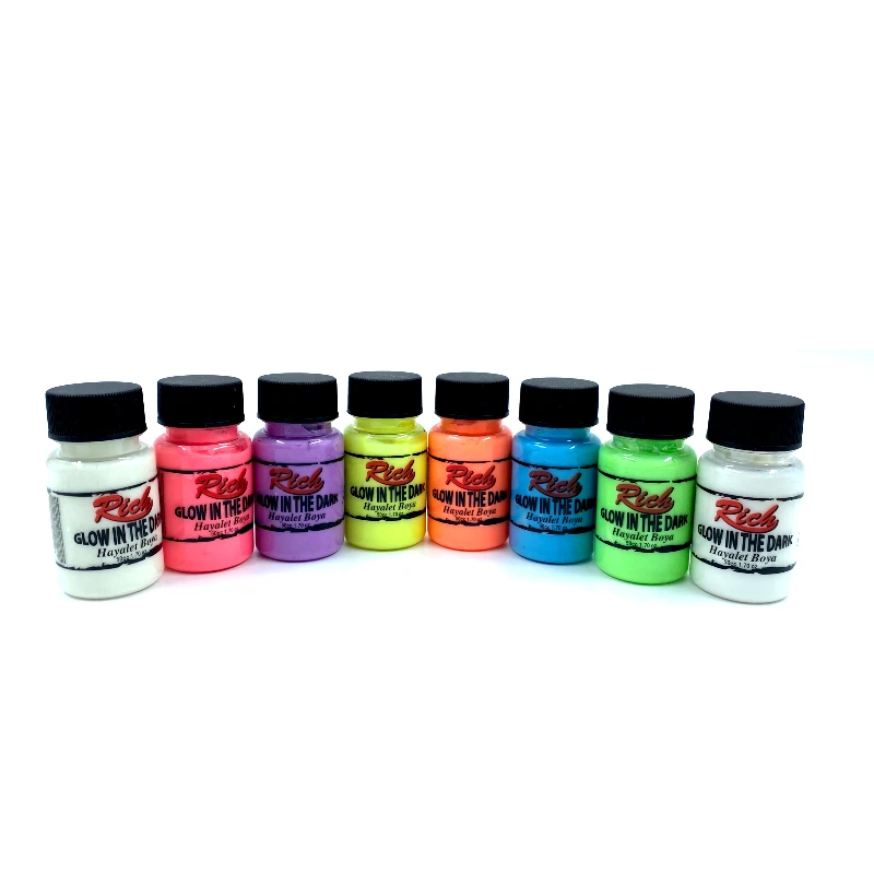 

Rich Acrylic Paint Glow In The Dark 8 Colors Set 50 cc High Quality Brand Painting Materials Liquid Luminous Pigment Mixed Art