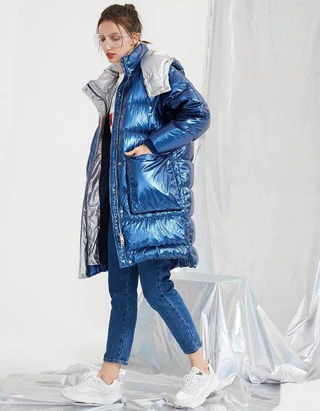 Женская модная куртка на гусином пуху Повседневная стильная с капюшоном и