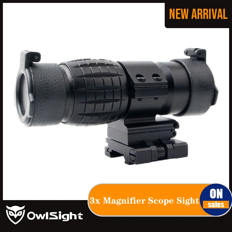 

OwlSight 3x лупа прицел с направляющей крышкой откидное крепление боковое для страйкбола Тактическая Охота
