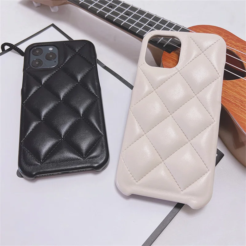 

Plaid Leather Phone Case For iPhone 13 12 11 Pro Max Xs Max Xr X Luxury shockproof Fashion lambskin phone protection Cover
